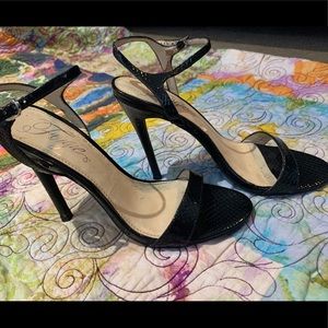 Fergie brand black strapped heel